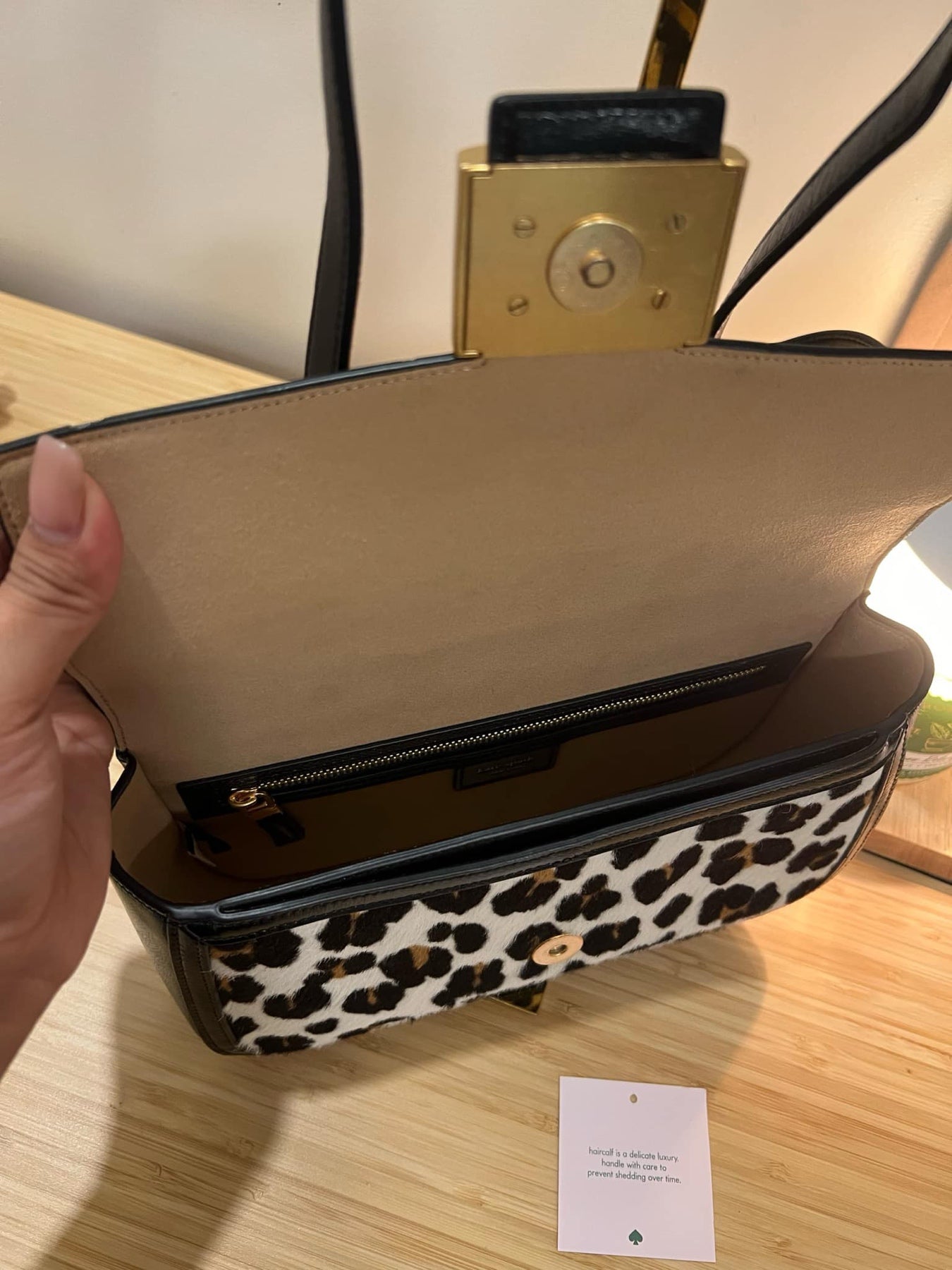 AUTHENTIC/ORIGINAL Preloved Retail KateSpade KS Katy Leopard Medium Convertible Shoulder Bag