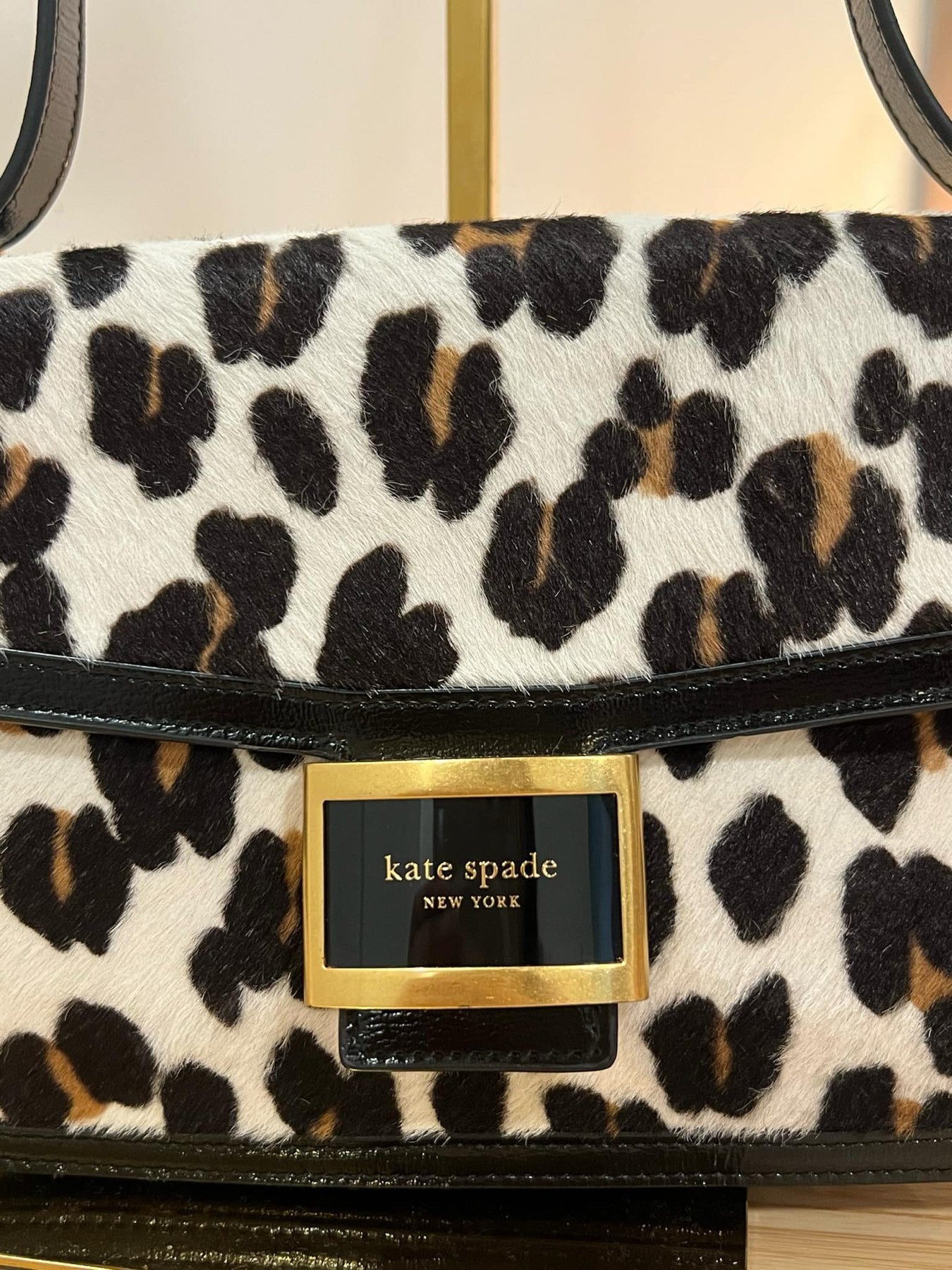 AUTHENTIC/ORIGINAL Preloved Retail KateSpade KS Katy Leopard Medium Convertible Shoulder Bag