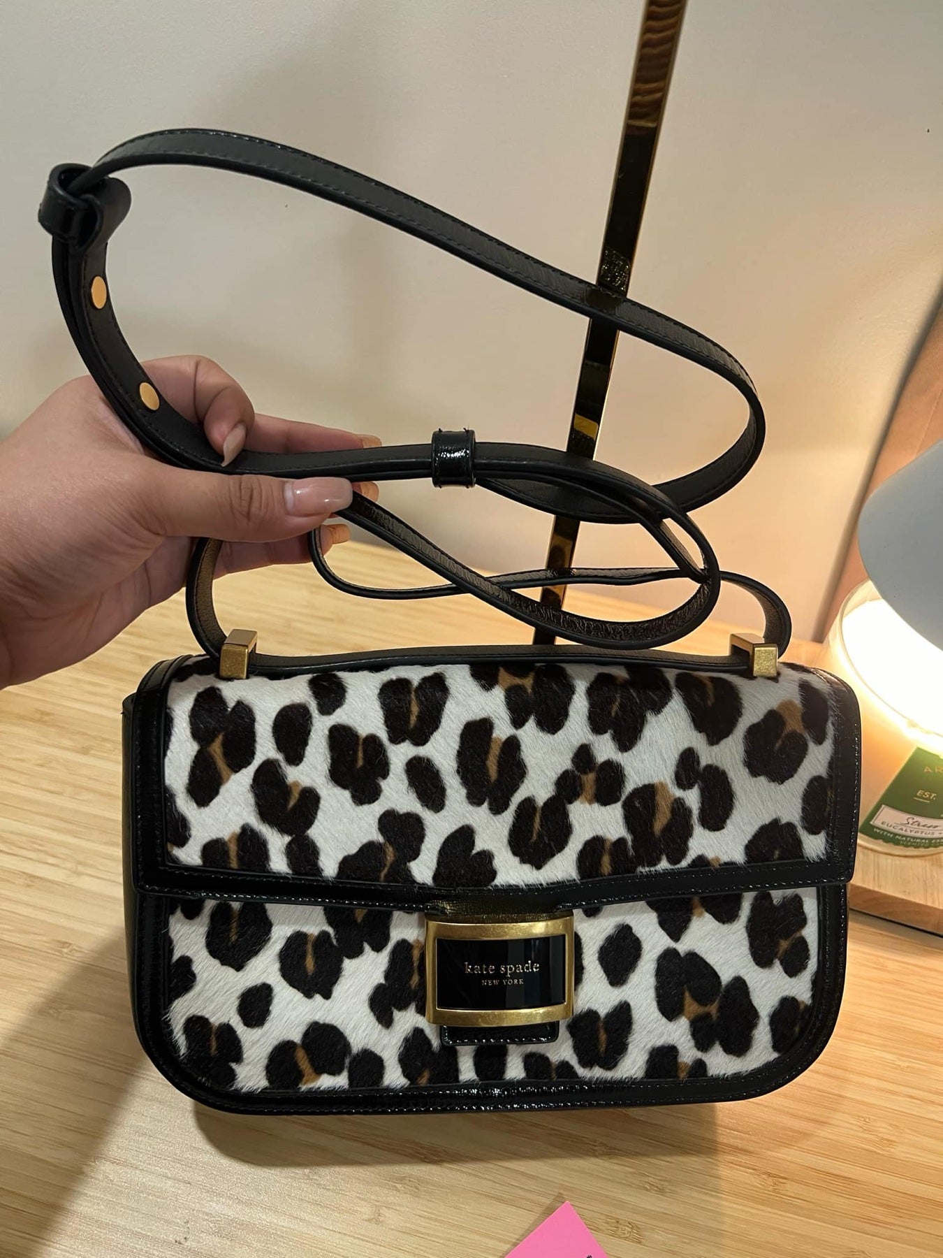 AUTHENTIC/ORIGINAL Preloved Retail KateSpade KS Katy Leopard Medium Convertible Shoulder Bag