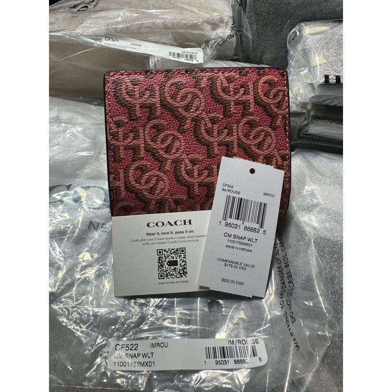 AUTHENTIC/ORIGINAL COACH Snap Wallet With Coach Monogram Print