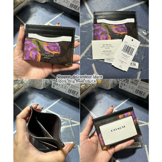 AUTHENTIC COACH Slim Id Card Case Wallet In Signature Canvas for Men / Unisex