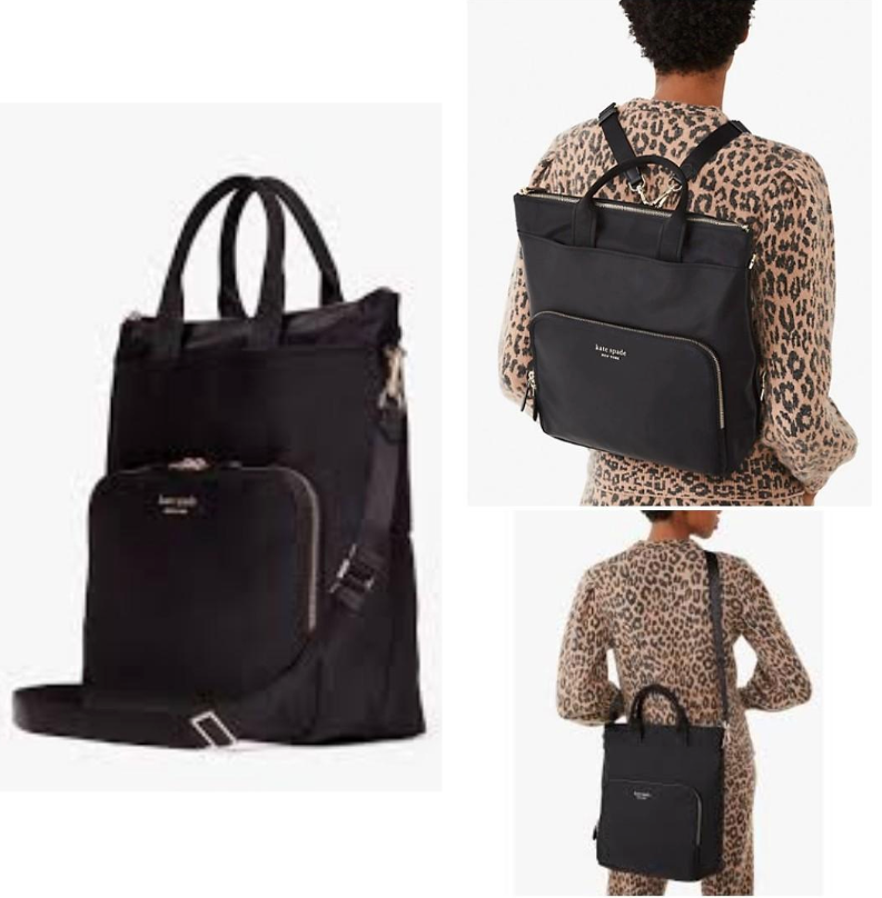 AUTHENTIC/ORIGINAL KateSpade KS Chelsea Convertible Backpack Black Nylon Large Bag
