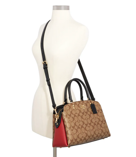 ORIG Preloved COACH Lillie Carryall In Colorblock Signature Canvas Brown Satchel Bag