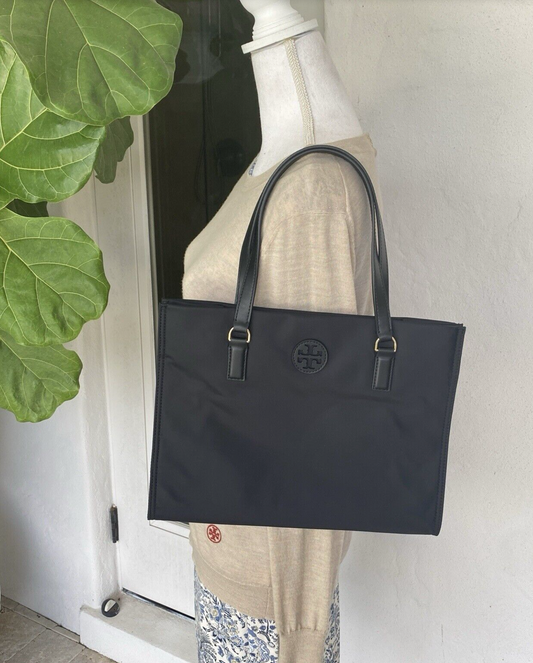 ORIG & IMPORTED Tory Burch TB Ella Small Nylon Tote Black Bag