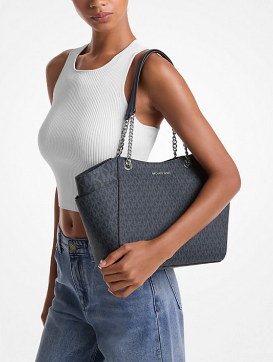 ORIG & IMPORTED Michael Kors Large Chain Shoulder Tote Black Bag