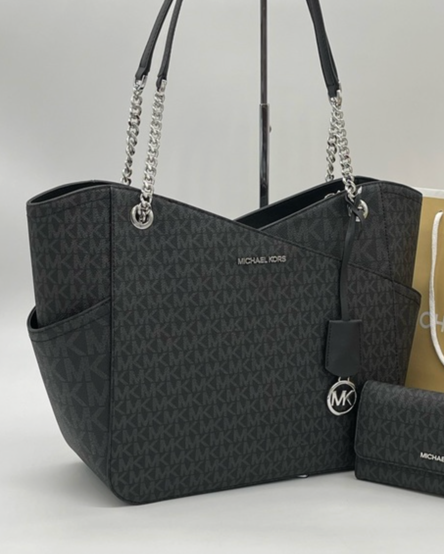 ORIG & IMPORTED Michael Kors Large Chain Shoulder Tote Black Bag