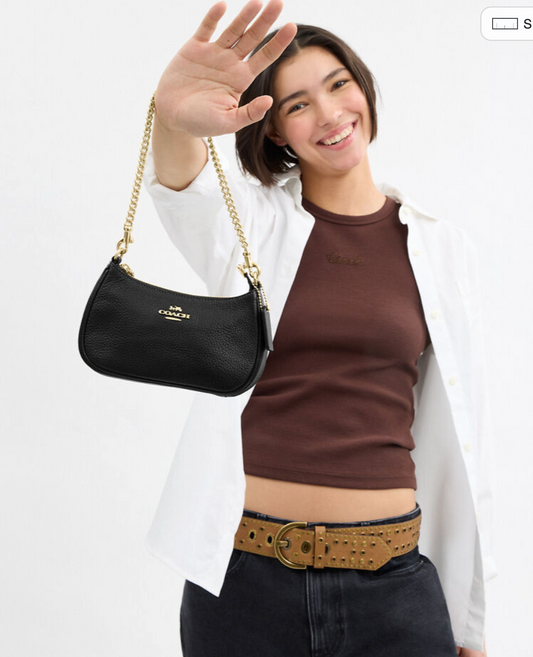 ORIG & IMPORTED Coach Teri Mini Crossbody Bag Black Chain Shoulder
