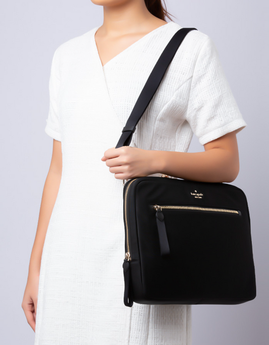 ORIG & IMPORTED KS Chelsea Black Nylon Laptop Bag Sleeve With Strap