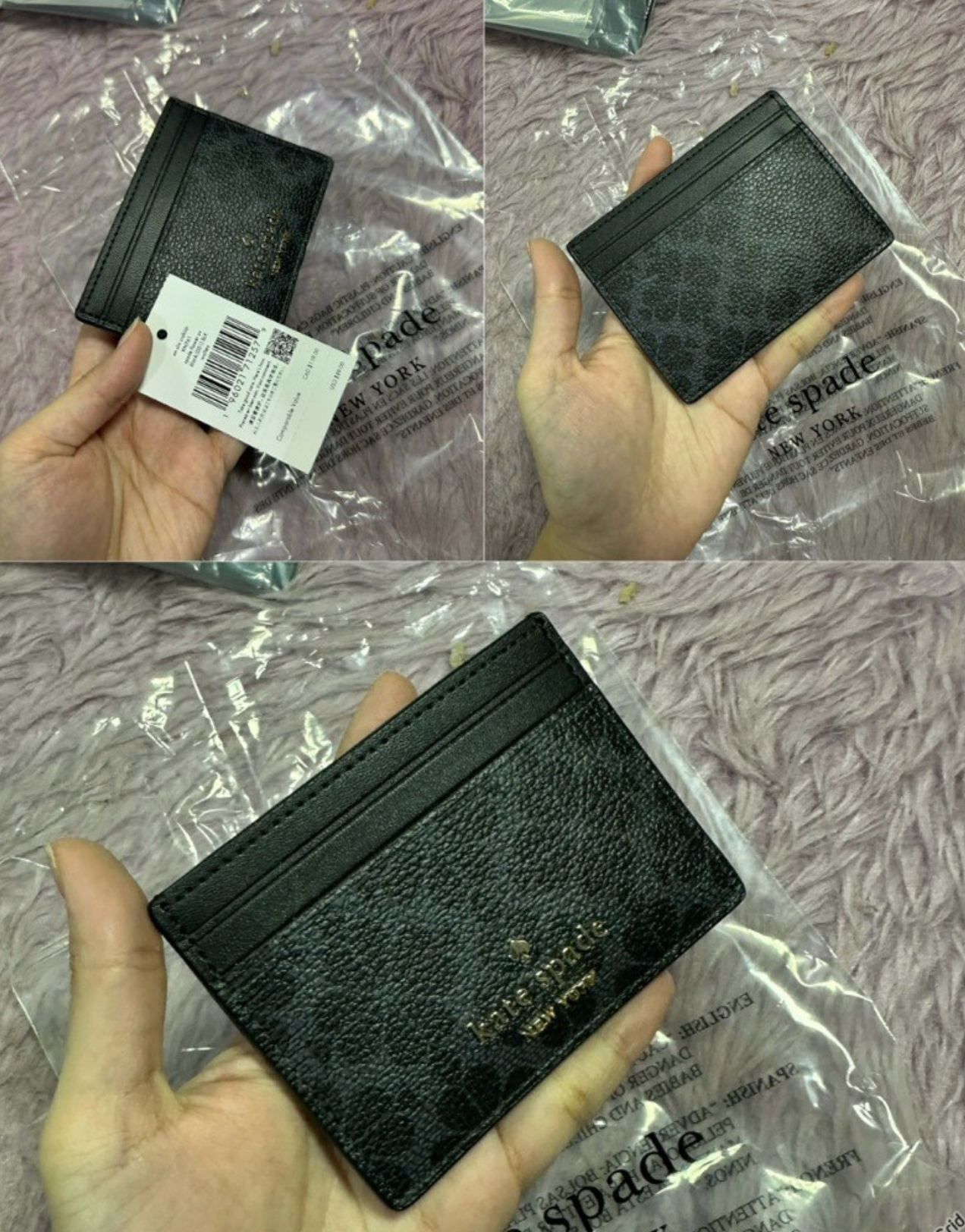 ORIG & IMPORTED KS Madison Small Slim Card Holder Wallet Black Beige Pink White