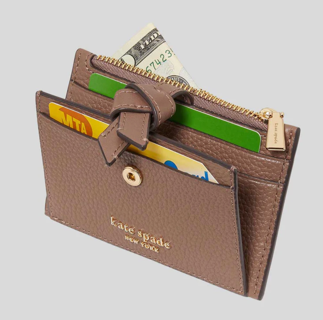 ORIG & IMPORTED KS Knott Zip Card Holder Small Wallet Black Brown