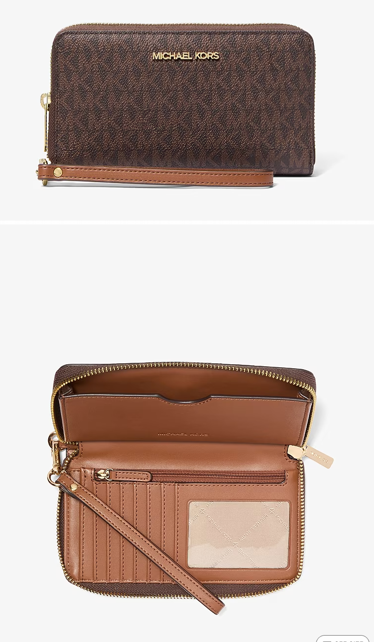 ORIG & IMPORTED MK Jet Set Medium Multifunction Phone Case Wristlet Wallet Brown/Black
