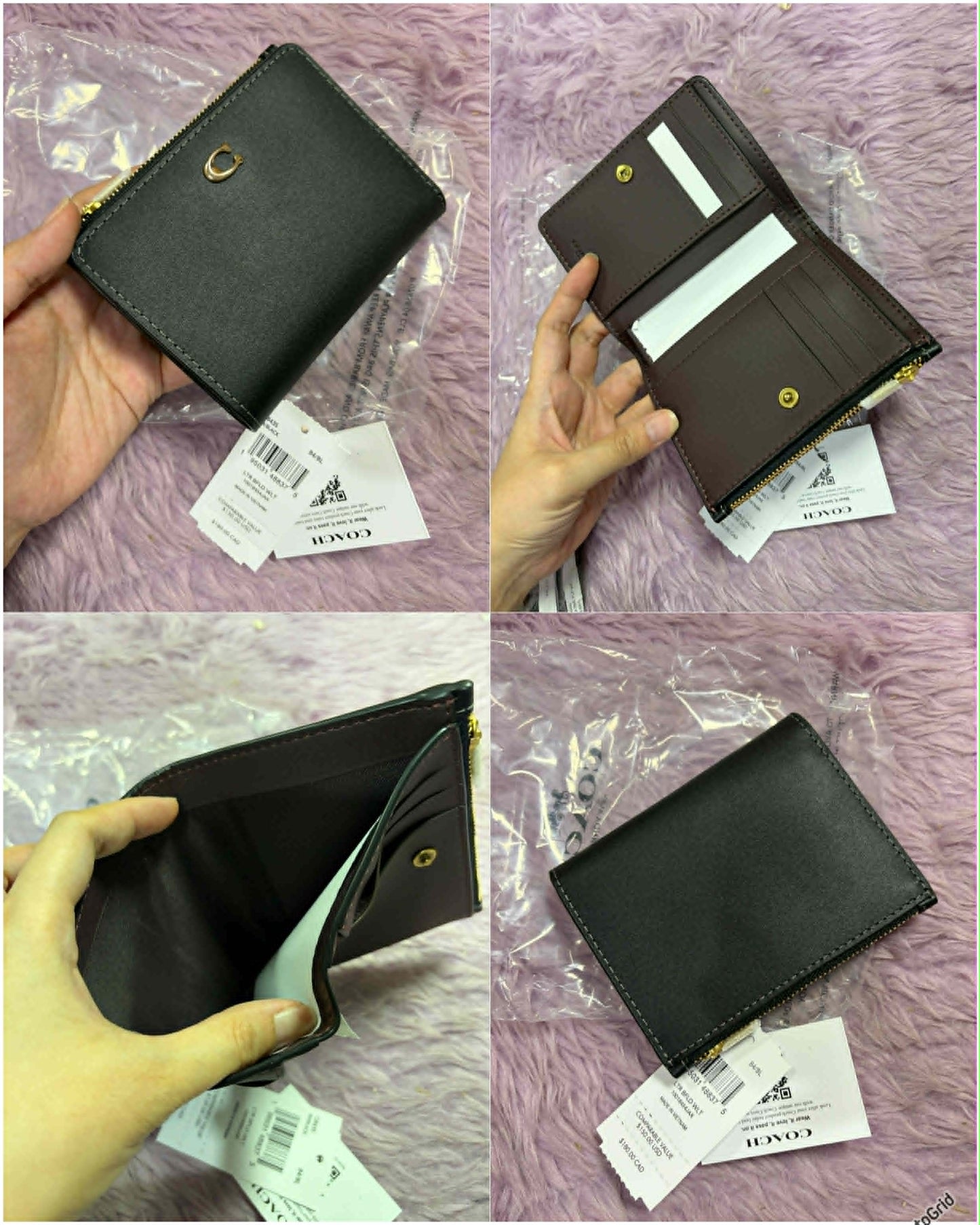 ORIG & IMPORTED Retail CCH Bifold Snap Black/Tan Brown Wallet In Signature Canvas