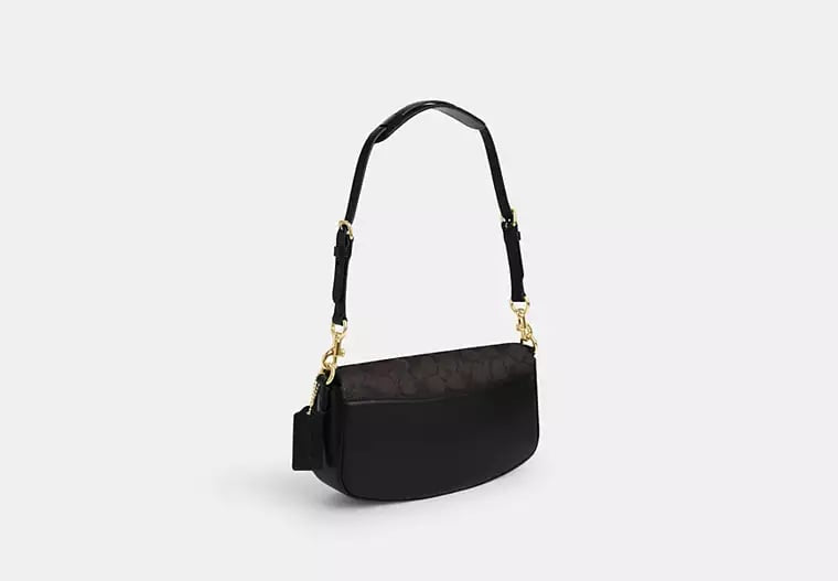 AUTHENTIC/ORIGINAL COACH Andrea Shoulder Bag In Signature Canvas - Walnut