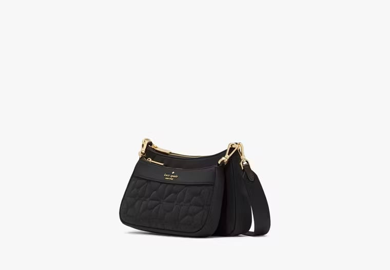 AUTHENTIC/ORIGINAL KS Duet Quilted Fabric Small Crossbody - BLACK