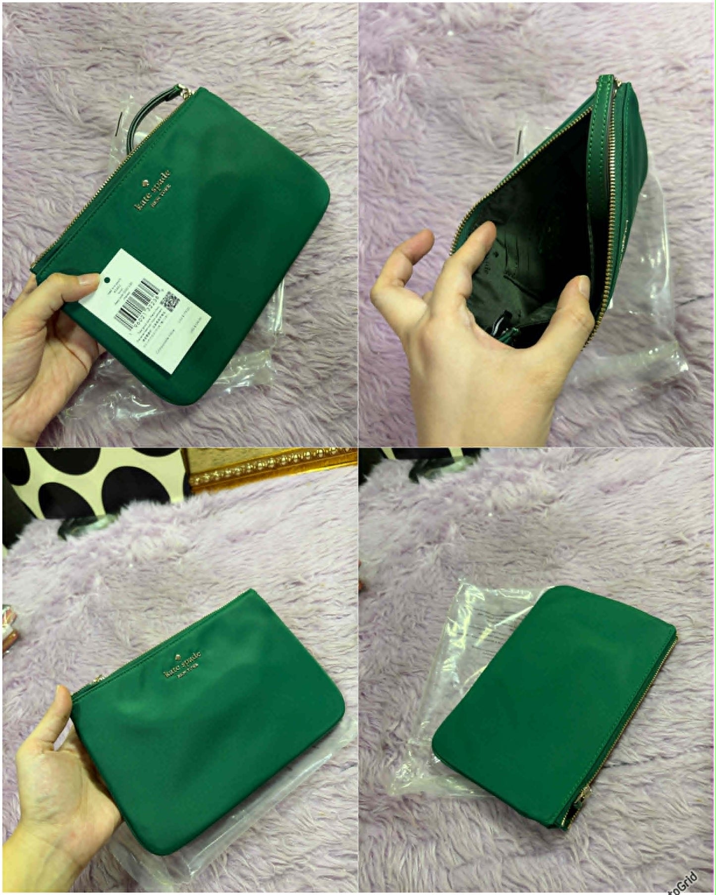 ORIG & IMPORTED KS Chelsea Medium Nylon Wristlet Pouch Wallet Black/Green/Floral