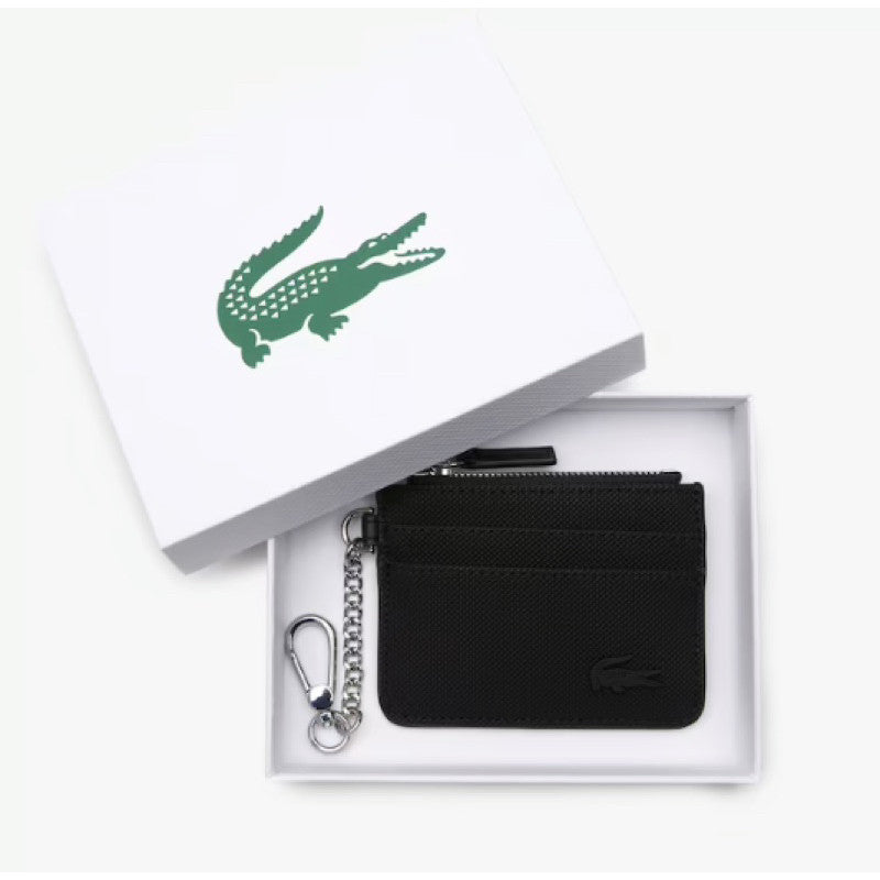AUTHENTIC/ORIGINAL LACOSTE Women’s Slot Zipped Card Holder Wallet in Black Pink NF4169DB