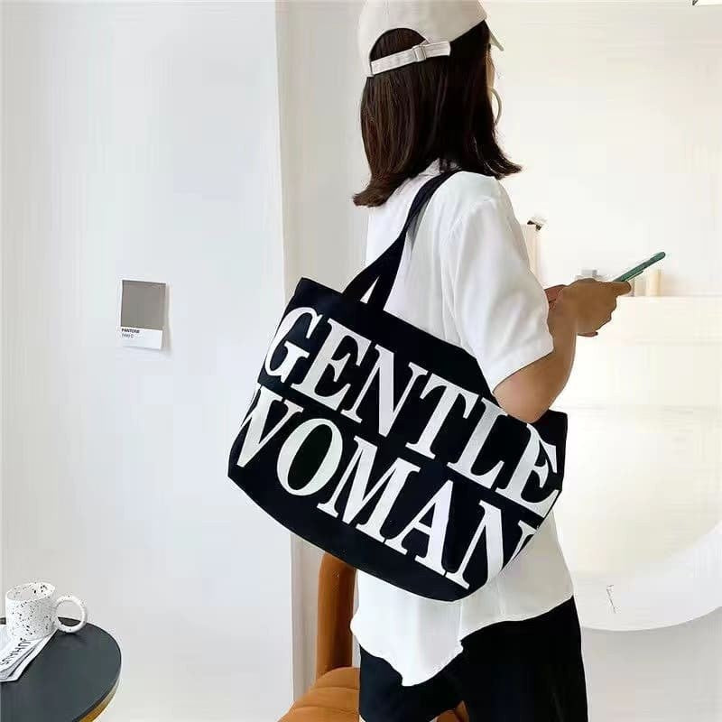 AUTHENTIC/ORIGINAL GENTLE WOMEN GW MICRO MINI CANVAS TOTE BAG BEIGE BLACK