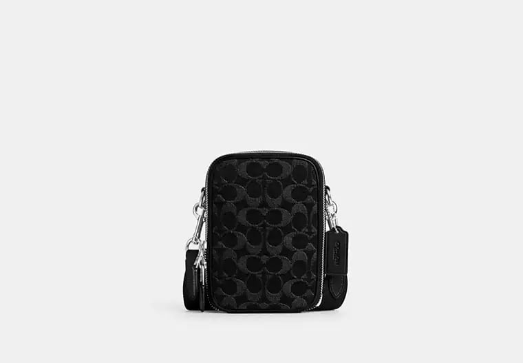 AUTHENTIC/ORIGINAL COACH Stanton Crossbody In Signature Jacquard - Silver/Black