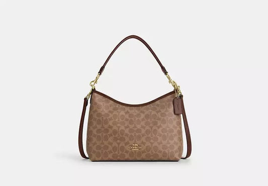 AUTHENTIC/ORIGINAL COACH Laurel Shoulder Bag In Signature Canvas - TAN