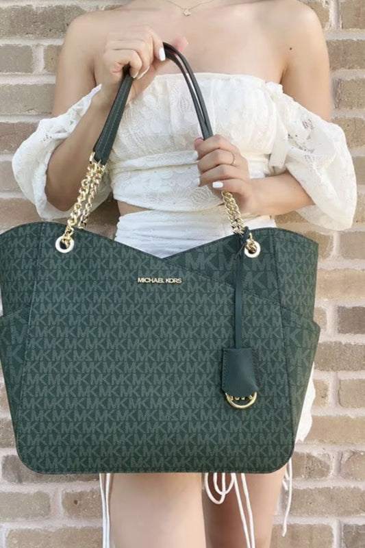 ORIG & IMPORTED Michael Kors MK Jet Set Large Logo Shoulder Green Bag