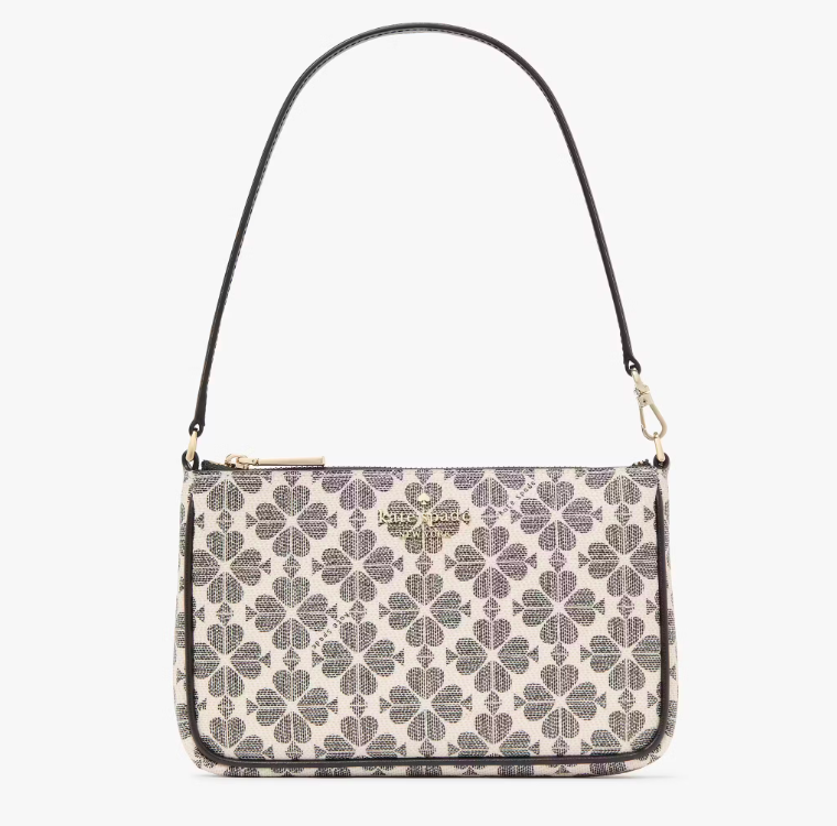 AUTHENTIC/ORIGINAL KateSpade KS Signature Spade Flower Convertible Wristlet Beige/Black