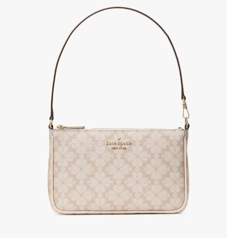 AUTHENTIC/ORIGINAL KateSpade KS Signature Spade Flower Convertible Wristlet Beige/Black