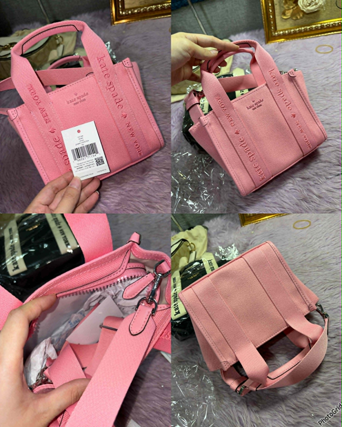 ORIG & IMPORTED KS Kip Canvas Mini Tote Beige/Black/Pink Bag