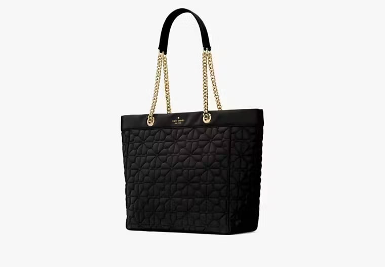 AUTHENTIC/ORIGINAL KATE SPADE KS Spade Flower Quilted Fabric XL Tote - BLACK