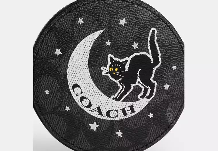 AUTHENTIC/ORIGINAL COACH Coin Case In Signature Canvas With Halloween Graphic