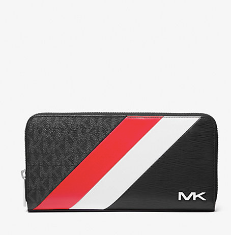 AUTHENTIC/ORIGINAL Michael K0rs MK Cooper Logo and Striped Smartphone Men's Long Wallet