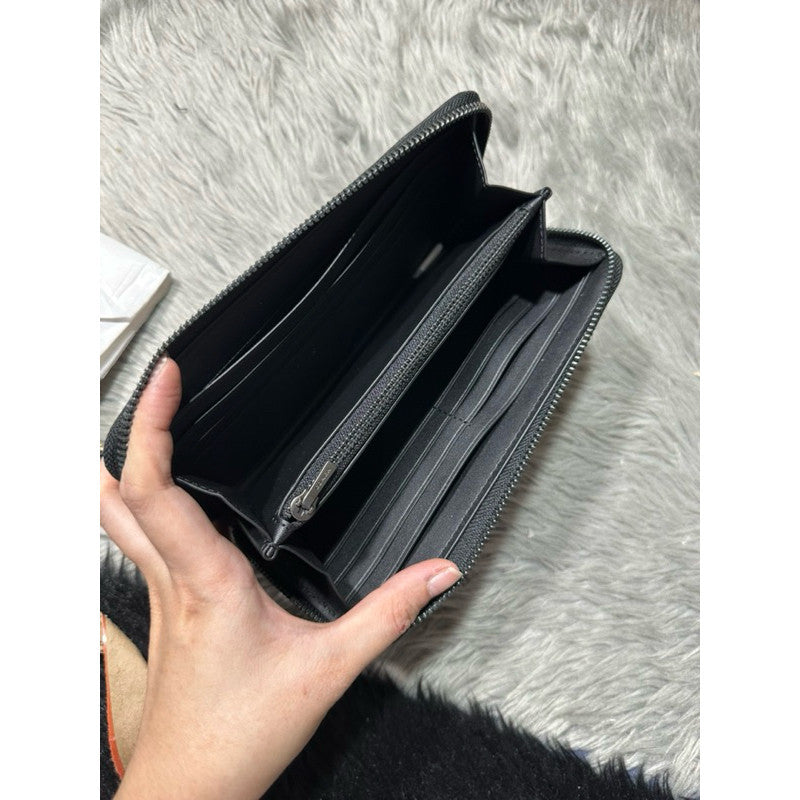 ORIG & IMPORTED CCH Accordion In Signature Leather Long Men's Wallet Black Embossed