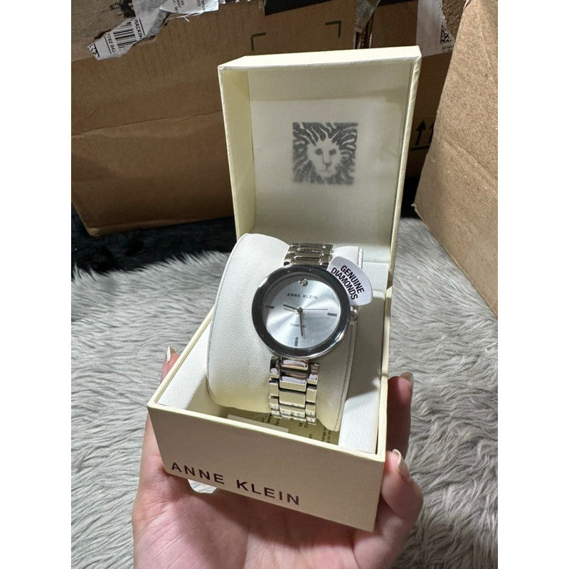 ORIG & IMPORTED AK Klein Women's AK/1363SVSV Diamond Dial Silver-Tone Bracelet Watch