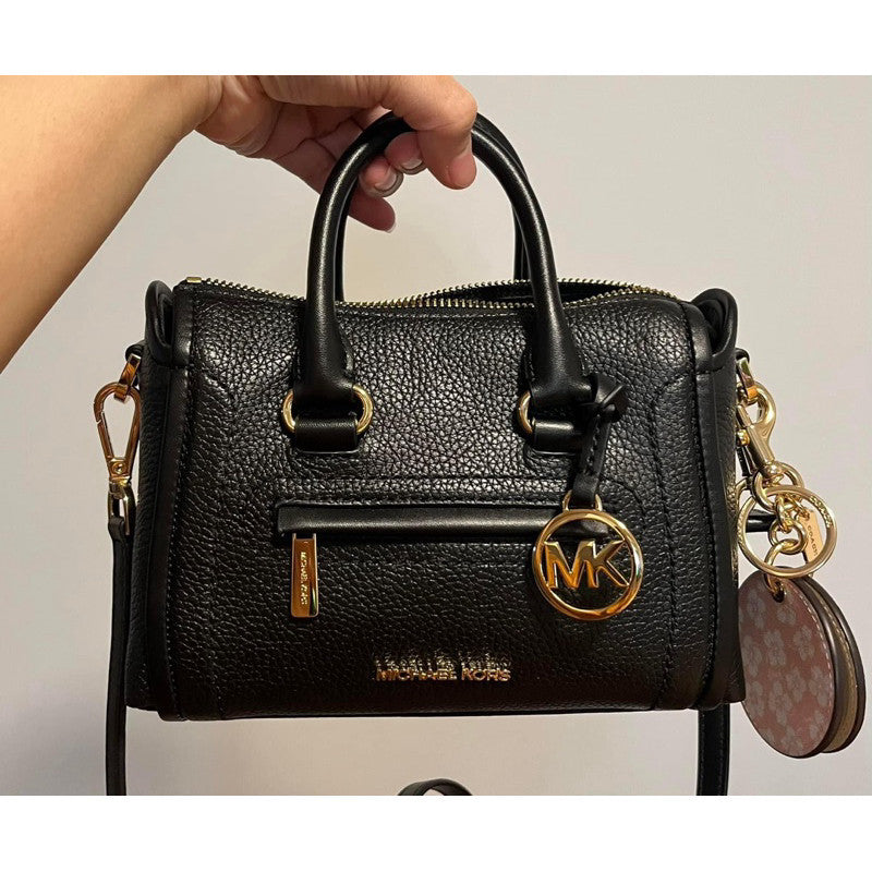 ORIG & IMPORTED MK Carine Leather Extra Small Mini Satchel Bag in Black