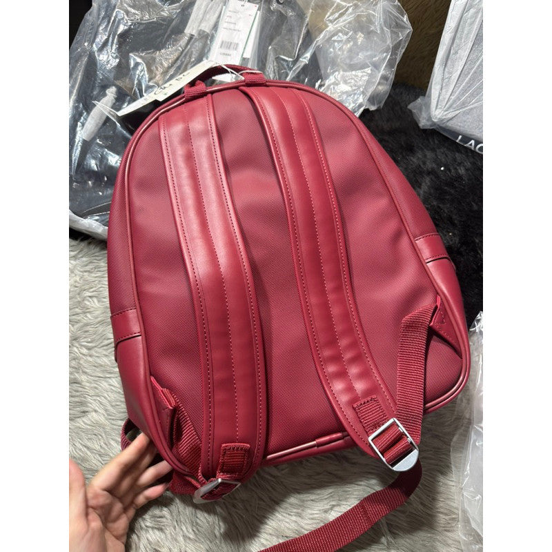 ORIG & IMPORTED LCT Men's Ultimum Logo Petit Piqué Backpack Red Leather Bag