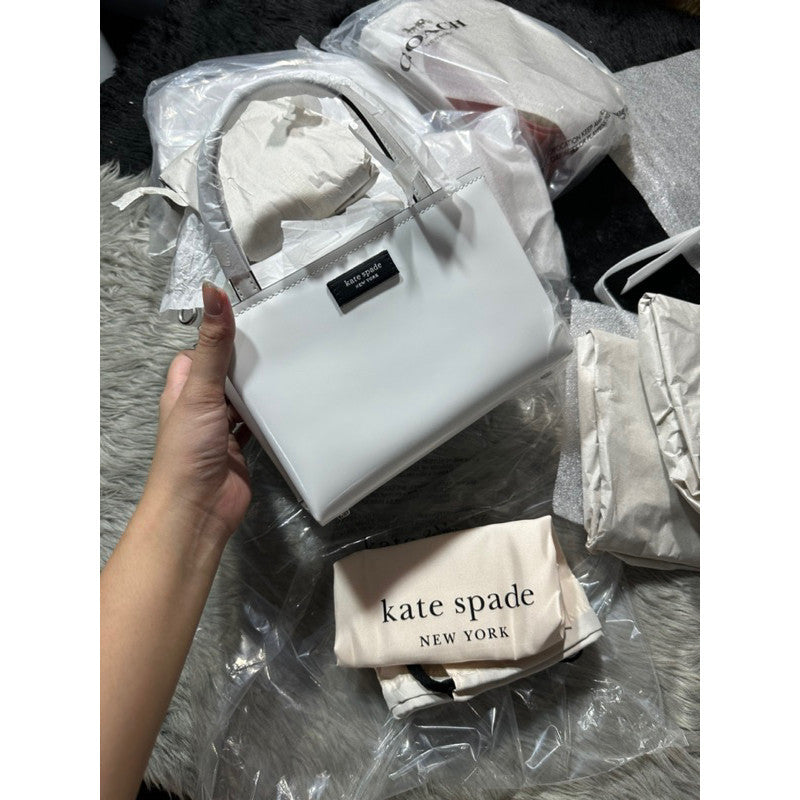 SALE! ❤️ ORIG & IMPORTED KS Retail Sam Icon Leather Mini Tote Bag in TRUE WHITE