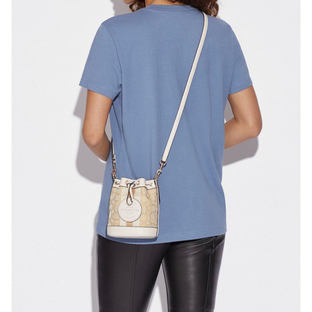 ORIG & IMPORTED CCH Mini Dempsey Bucket Bag in Signature Jacquard White