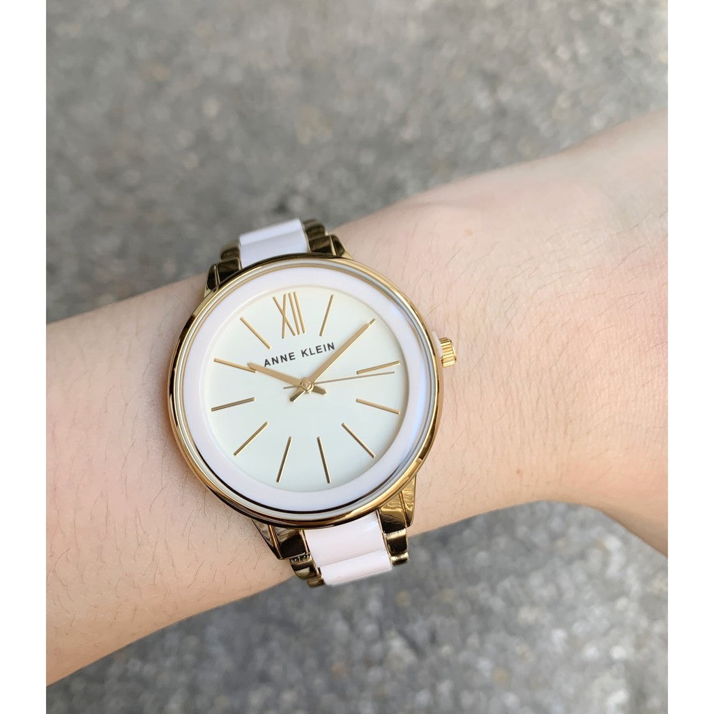 ORIG & IMPORTED AK Klein Women's AK/1412IVGB Gold-Tone and Ivory Resin Bracelet Watch
