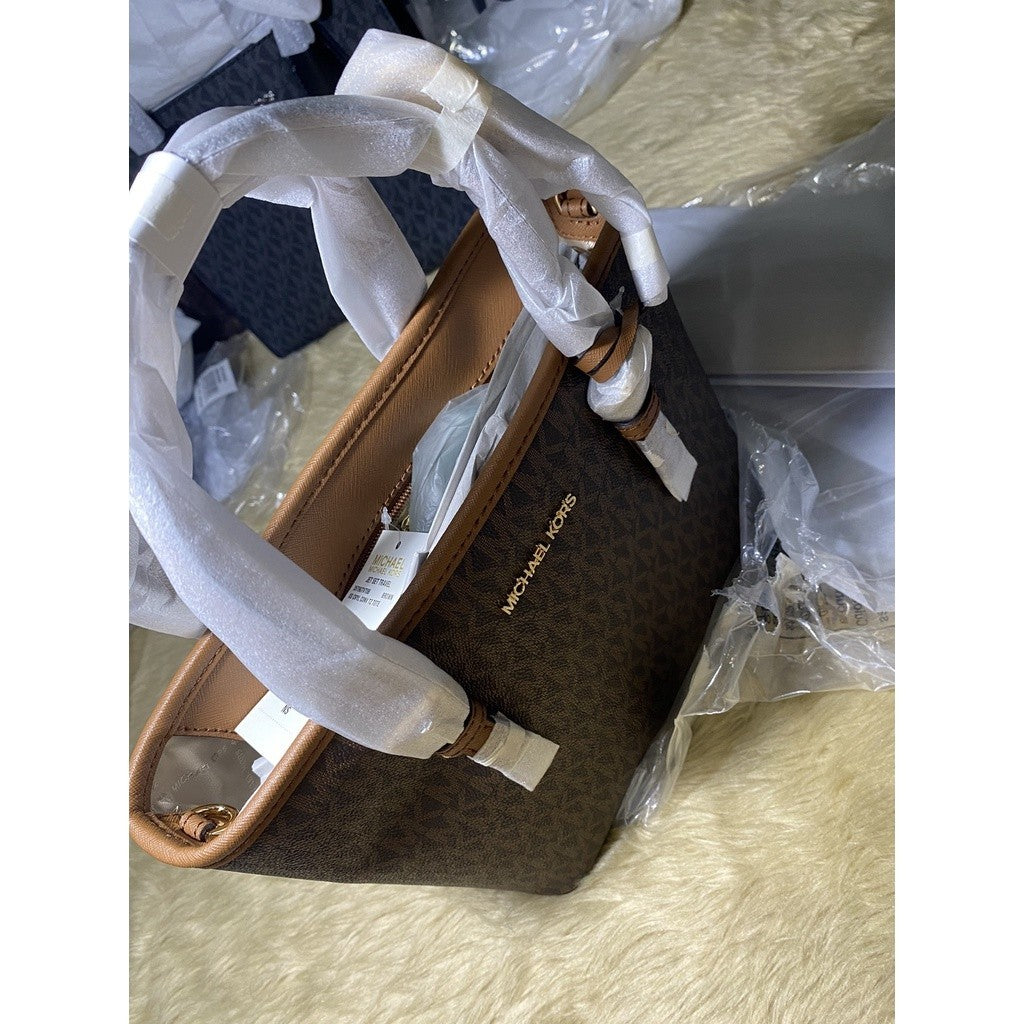 MK Jet Set Travel Extra-Small Logo Top-Zip Tote Bag BROWN