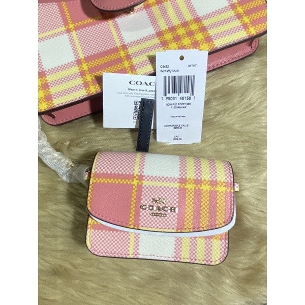 SALE! ❤️  CCH POPPY CROSSBODY PINK BAG WITH GARDEN PLAID PRINT