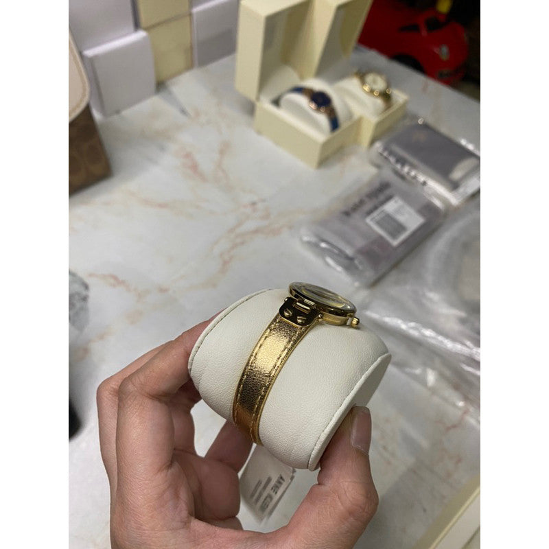 ORIG & IMPORTED AK Klein Women's Gold Leather Strap Watch 10/9442CHGD