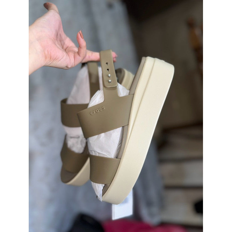 ORIG & IMPORTED Crocs Women’s Brooklyn Low Wedge Sandals in Khaki/Bone