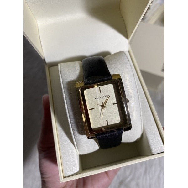AK Klein Women's Leather Strap Watch, AK/2706CHBK BLACK/GOLD
