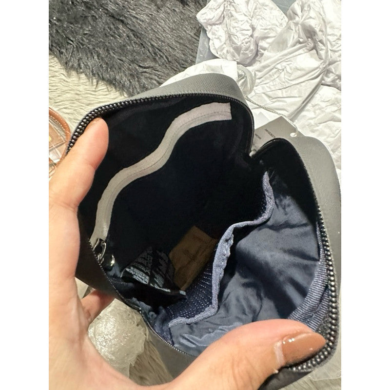 ORIG & IMPORTED LCT Men's Coated Canvas Small Flat BLACK Crossbody Men's Bag NH3307LV