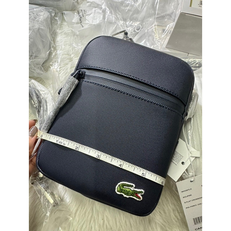 ORIG & IMPORTED LCT Men's Coated Canvas Small Flat BLACK Crossbody Men's Bag NH3307LV