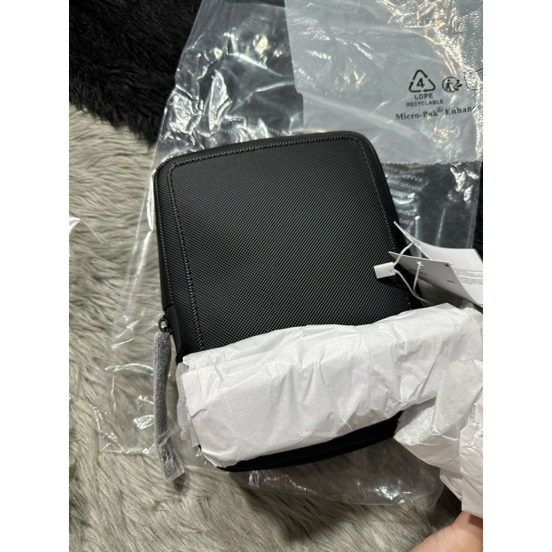ORIG & IMPORTED LCT Men's Coated Canvas Small Flat BLACK Crossbody Men's Bag NH3307LV