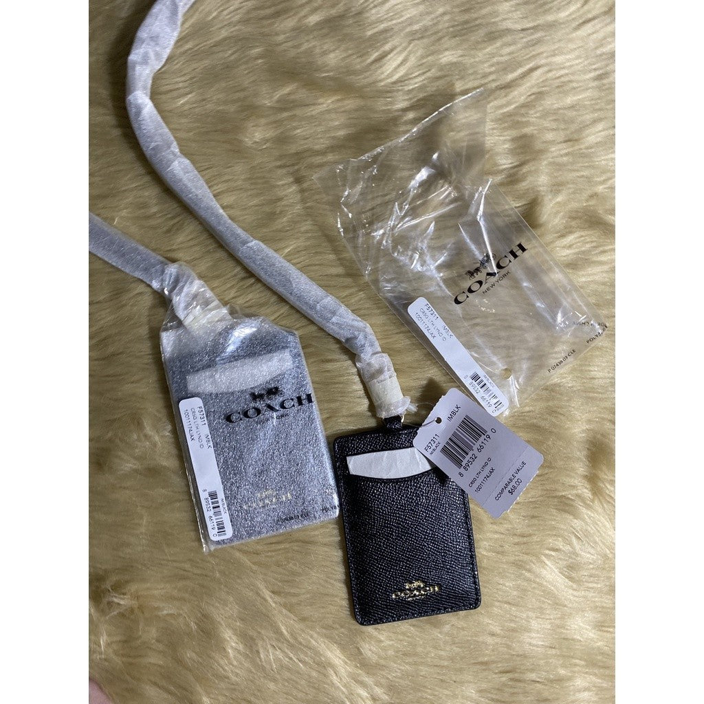 ORIG CCH ID Lanyard Badge Holder In Crossgrain Leather (Black/White)