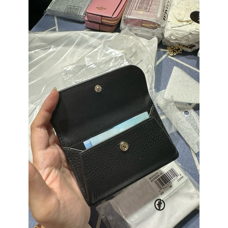 ORIG & IMPORTED KS Dumpling Small Flap Card Holder Wallet Black Brown