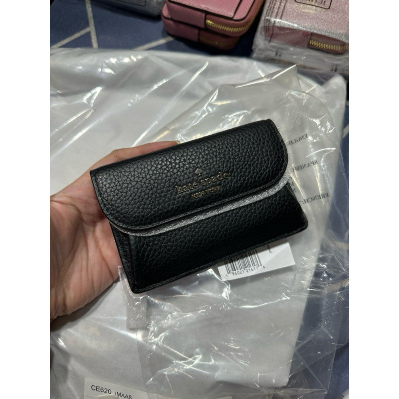 ORIG & IMPORTED KS Dumpling Small Flap Card Holder Wallet Black Brown