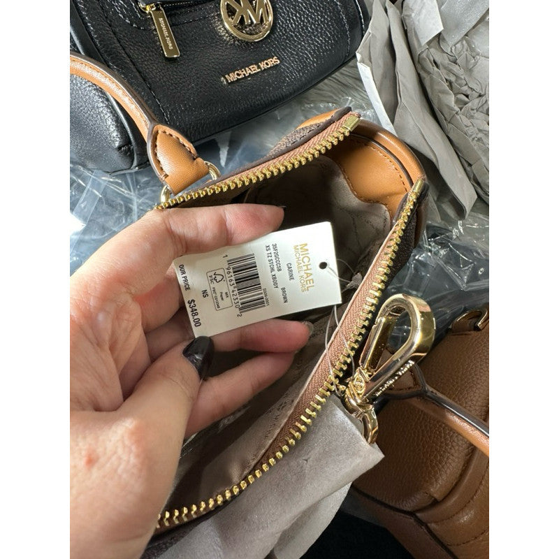 ORIG & IMPORTED MK Carine Signature Leather Extra Small Mini Satchel Bag in MonoBrow