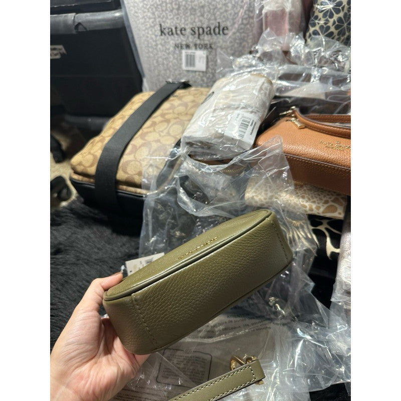 ORIG & IMPORTED MK Cora Mini Zip Pouchette KiliKili Crossbody Bag Olive Green